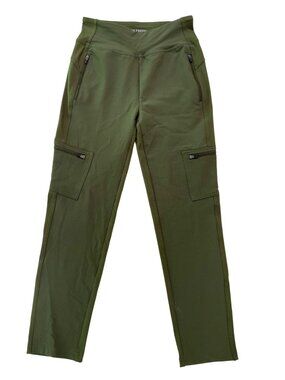 Joe Fresh Womens Active Mid-Rise Slim Leg Olive Cargo Pants XS